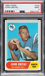 1968 Topps Football #100 John Unitas PSA MINT 9
