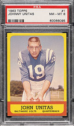 1963 Topps Football #1 John Unitas PSA NM-MT 8