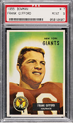 1955 Bowman Football #7 Frank Gifford PSA MINT 9 - Highest Graded!