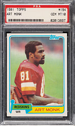 1981 Topps Football #194 Art Monk Rookie PSA GEM MINT 10