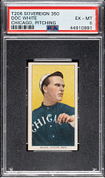 1909-1911 T206 White Border Doc White Pitching PSA EX-MT 6 - Sovereign 350 Back
