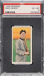 1909-1911 T206 White Border Zack Wheat Rookie PSA EX-MT 6