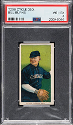 1909-1911 T206 White Border Bill Burns PSA VG-EX 4 - Cycle 350 Back