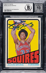 Signed 1972-1973 Topps Basketball #195 Julius Erving Rookie Beckett GEM MINT 10