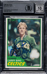 Signed 1981-1982 Topps Basketball #4 Larry Bird Beckett GEM MINT 10
