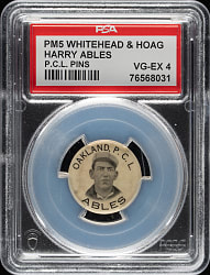 1912 PM5 Whitehead & Hoag Pacific Coast League Player Harry Ables Pin PSA VG-EX 4