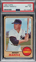 1968 Topps #280 Mickey Mantle PSA NM-MT 8