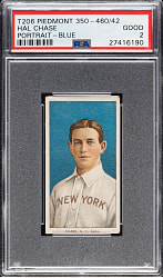 1909-1911 T206 White Border Hal Chase Portrait Blue Background PSA GOOD 2 - Piedmont "Factory 42" Back