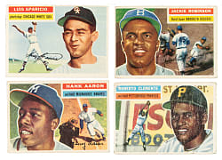 1956 Topps Near-Complete Set (316/340) Plus 135 Duplicates with 50 Hall of Famers Including Aaron, Mays, Koufax, and Two Robinsons