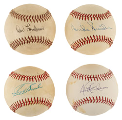 1960 to 1969 San Francisco Giants Outfielders and Coach Single-Signed Baseball (12) Including Alou, Foster, Landrum, Henderson, Snider, and Bonds