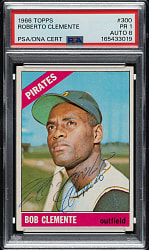 Signed 1966 Topps #300 Roberto Clemente PSA POOR 1 with NM-MT 8 Signature Plus Full JSA LOA