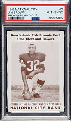 1961 Browns National City Bank Football #2 Jim Brown - PSA