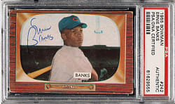 Signed 1955 Bowman #242 Ernie Banks - PSA/DNA