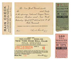 1925 to 1930 New York Giants Ticket Stub and Pass Collection (4) Including 1925 Home Opener Invitation
