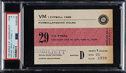 June 24, 1958 World Cup Semifinal (Brazil vs. France) Ticket Stub PSA FAIR 1.5 - Pele Hat Trick