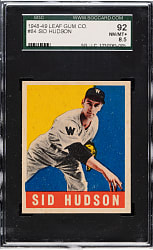 1948-1949 Leaf #84 Sid Hudson SGC NM/MT+ 92 - 1 of 2 - Highest Graded!