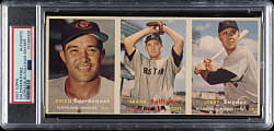 1957 Topps Salesman-Sample Three-Card Advertising Panel with Don Drysdale Rookie on Back - PSA