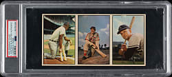1953 Bowman Color Uncut Three-Card Panel with Enos Slaughter - PSA