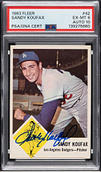 Signed 1963 Fleer #42 Sandy Koufax PSA EX-MT 6 with GEM MINT 10 Signature