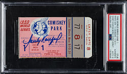 1959 Chicago White Sox (vs. Los Angeles Dodgers) World Series Game 1 Ticket Stub Signed by Sandy Koufax PSA/DNA GEM MINT 10 - Koufax World Series Debut