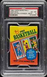 1980-1981 Topps Basketball Unopened Wax Pack PSA EX-MT 6 - Larry Bird and Magic Johnson Rookie on Back!