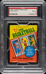 1980-1981 Topps Basketball Unopened Wax Pack PSA MINT 9 - Larry Bird and Magic Johnson Rookie Year