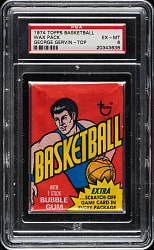 1974-1975 Topps Basketball Unopened Wax Pack PSA EX-MT 6 - George Gervin Rookie on Top