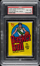 1978-1979 Topps Basketball Unopened Wax Pack PSA NM-MT 8 - Julius Erving on Back