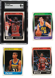 High-Grade 1988-1989 Fleer Basketball Complete Set (132) Plus Complete Stickers Set (11) Including #17 Michael Jordan SGC MINT 9