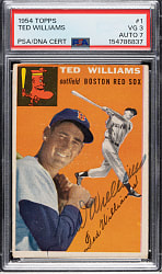 Signed 1954 Topps #1 Ted Williams PSA VG 3 with NM 7 Signature