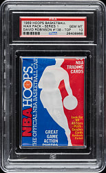1989-1990 NBA Hoops Basketball First Series Unopened Wax Pack PSA GEM MINT 10 - David Robinson Rookie on Top