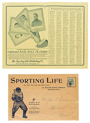 1911 M110 Sporting Life Cabinet Original Mailing Envelope with Honus Wagner Plus Two W600 and W601 Advertising Displays