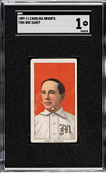1909-1911 T206 White Border Doc Casey SGC POOR 1 - Carolina Brights Back - The ONLY SGC-Graded Example