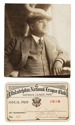 Circa 1910s Charles Murphy Original Bain News Service Photograph PSA/DNA Type I and 1919 Season Pass Pair