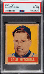 1948-1949 Leaf #165 Dale Mitchell Short Print PSA EX-MT 6