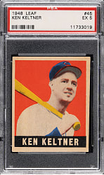 1948-1949 Leaf #45 Ken Keltner Short Print PSA EX 5