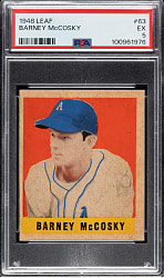 1948-1949 Leaf #63 Barney McCosky Short Print PSA EX 5