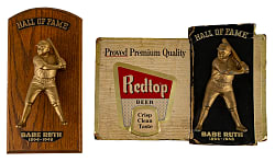 1957 Redtop Beer Advertising Display with Babe Ruth Plus "Hall of Fame Sport Series" Babe Ruth Statue
