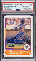 Signed 1989 Score Young Superstar Second Series #18 Ken Griffey Jr. Rookie PSA GEM MINT 10