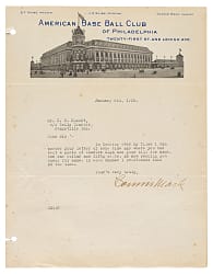1920 Connie Mack Signed Letter on Philadelphia Athletics Letterhead - JSA