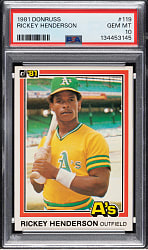 1981 Donruss #119 Rickey Henderson PSA GEM MINT 10