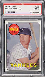 1969 Topps #500 Mickey Mantle PSA NM 7