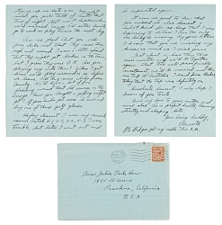 June 21, 1932 Ellsworth Vines Handwritten and Signed Letter to Girlfriend - Wimbledon Winning Year - Written During the Tournament!