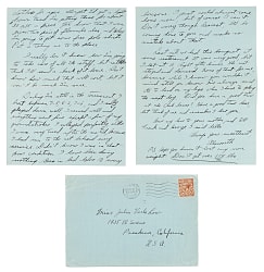 June 24, 1932 Ellsworth Vines Handwritten and Signed Letter to Girlfriend - Wimbledon Winning Year - Written During the Tournament!