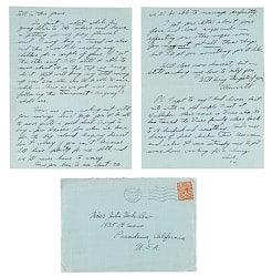 June 25, 1932 Ellsworth Vines Handwritten and Signed Letter to Girlfriend - Wimbledon Winning Year - Written During the Tournament!