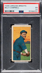1909-1911 T206 White Border Billy Campbell PSA FAIR 1.5 - Carolina Brights Back