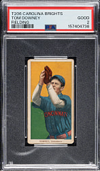1909-1911 T206 White Border Tom Downey Fielding PSA GOOD 2 - Carolina Brights Back