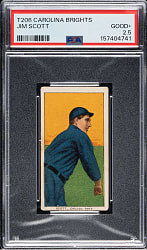 1909-1911 T206 White Border Jim Scott PSA GOOD+ 2.5 - Carolina Brights Back