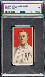 1909-1911 T206 White Border Bud Sharpe PSA POOR 1 - Carolina Brights Back