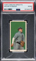 1909-1911 T206 White Border Oscar Stanage PSA GOOD 2 - Carolina Brights Back